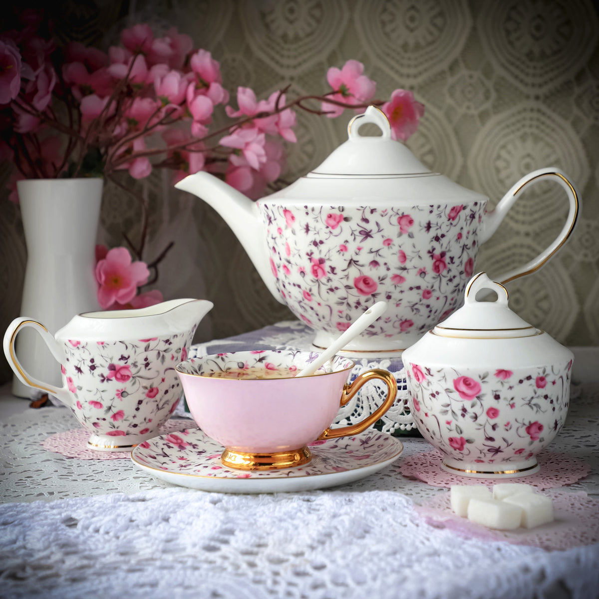 Pink Romance 15 Pcs Tea Set – Monno Ceramic