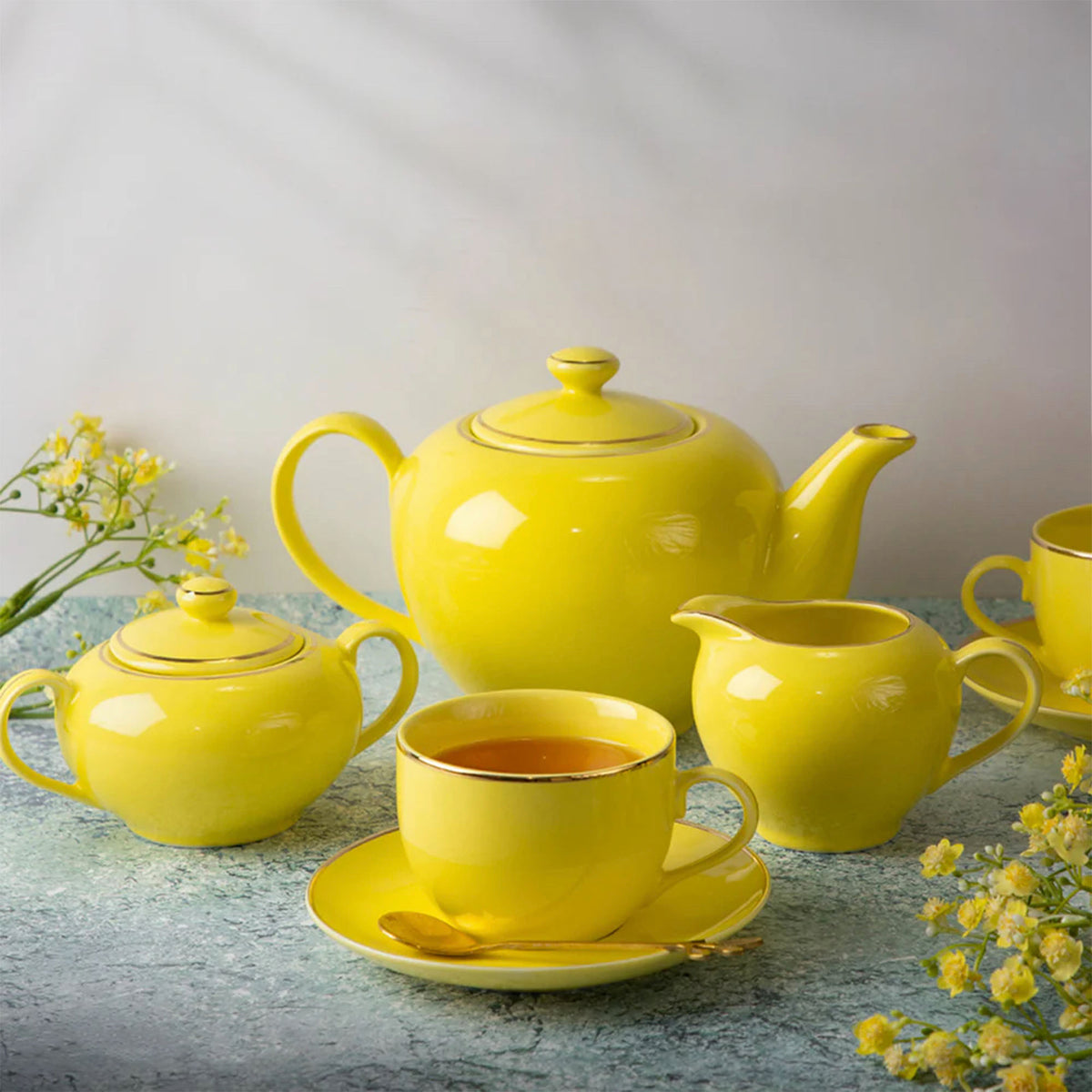 Senorita Yellow 15 Pcs Tea Set Monno Ceramic