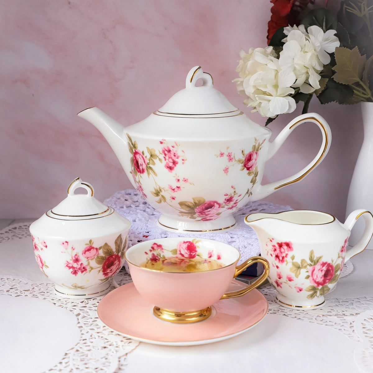 Rosy Romance 15 Pcs Tea Set – Monno Ceramic