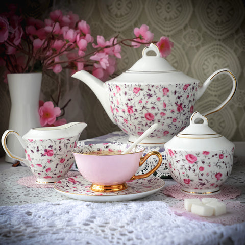 Pink Romance 15 Pcs Tea Set