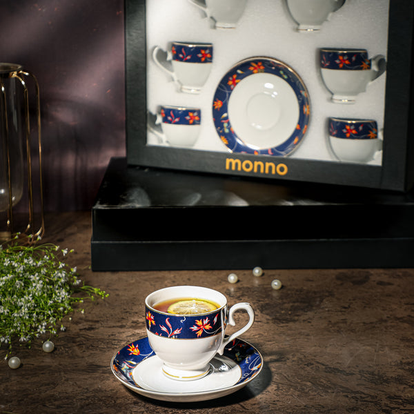 Night Orchid 12 Pcs Tea Cup & Saucer Set