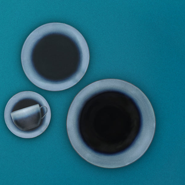 White Overlay Black Dinner Set