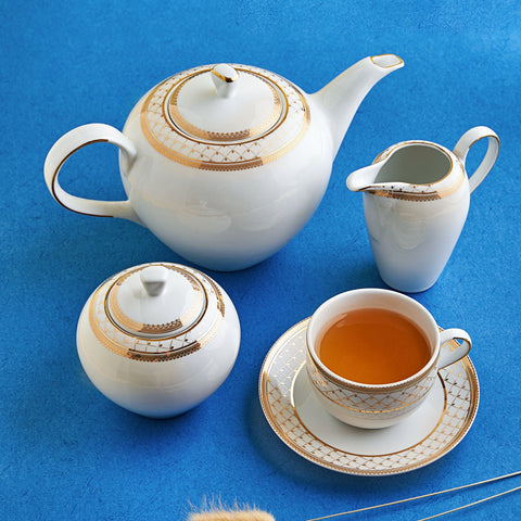 Classic Gold Interlaced 15 Pcs Tea Set