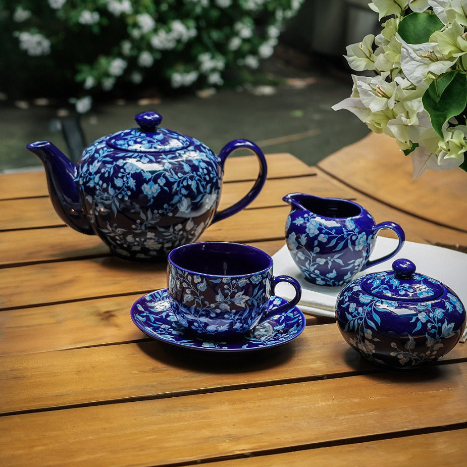 Indigo Petals Tea Set