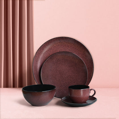 Iris Burgundy Dinner Set