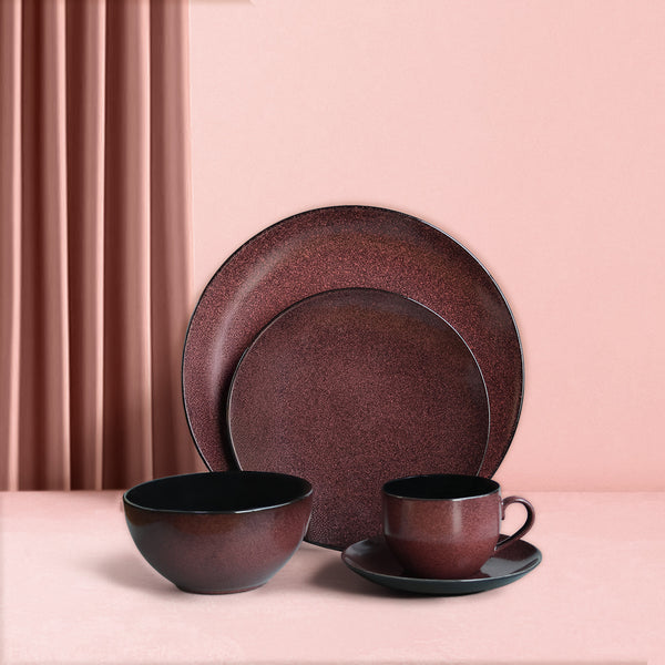 Iris Burgundy Dinner Set