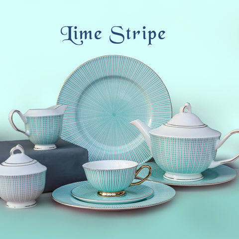 Lime Stripe Dinner Set