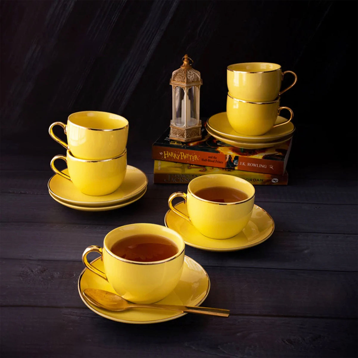 Senorita Yellow 6 Pcs Cup & Saucer