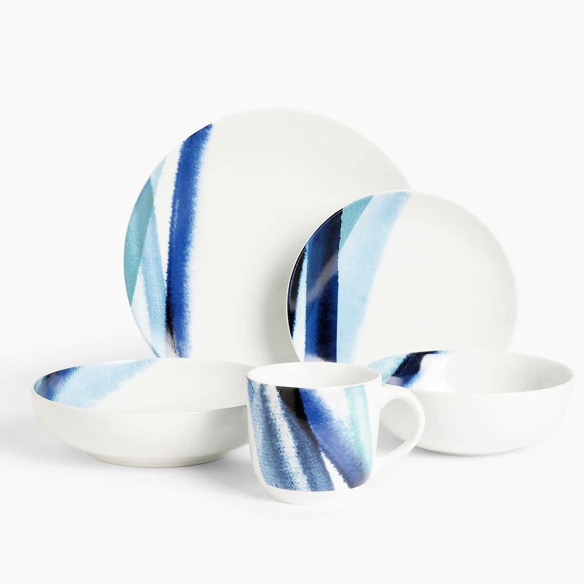Watercolor Stripe Blue Serving Set
