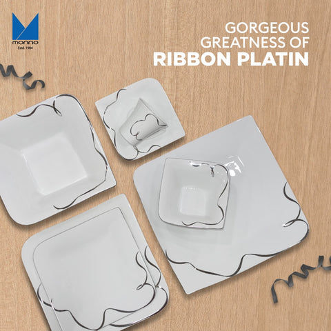 Ribbon Platin 32 Pcs Porcelain Dinner Set