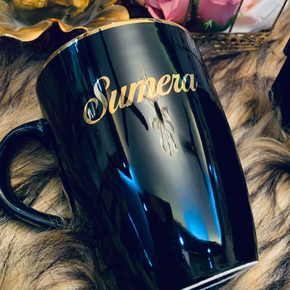 Engraved Mug by 24K Gold with Velvet Box