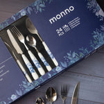 Blue Blossom 24 Pcs Ceramic Cutlery Set