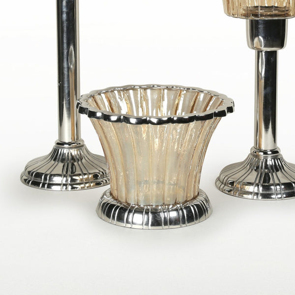 Flower Cut Amber Lily Hurricane Candle Stand