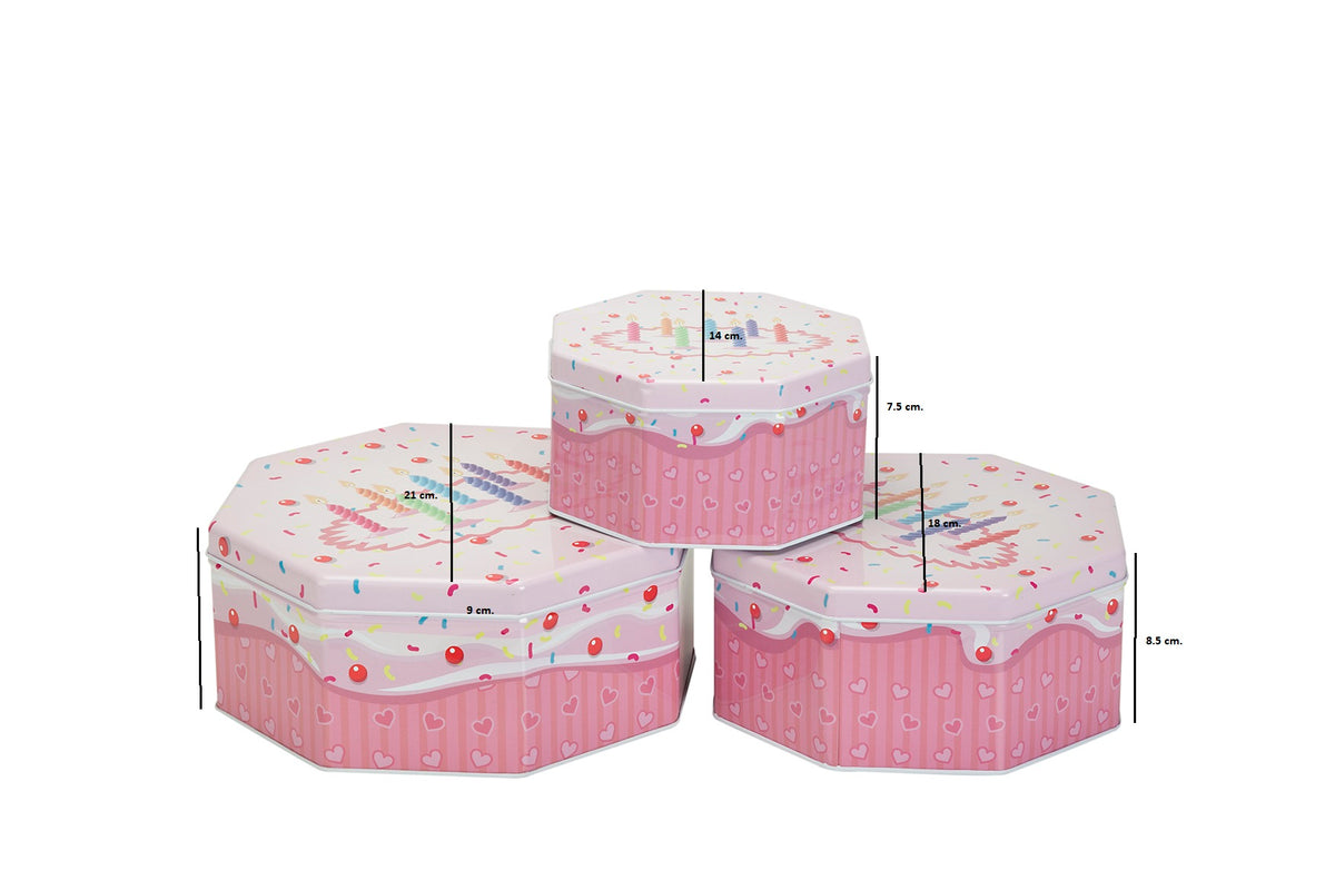 3 Pcs Round Tin Box Birthday