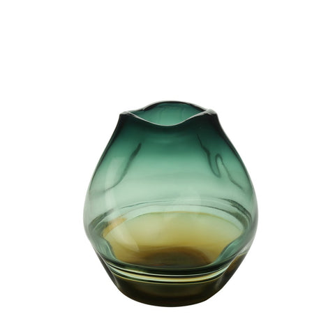 Glass Vase Green and Gold