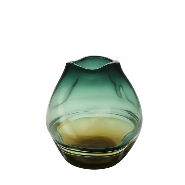 Glass Vase Green and Gold