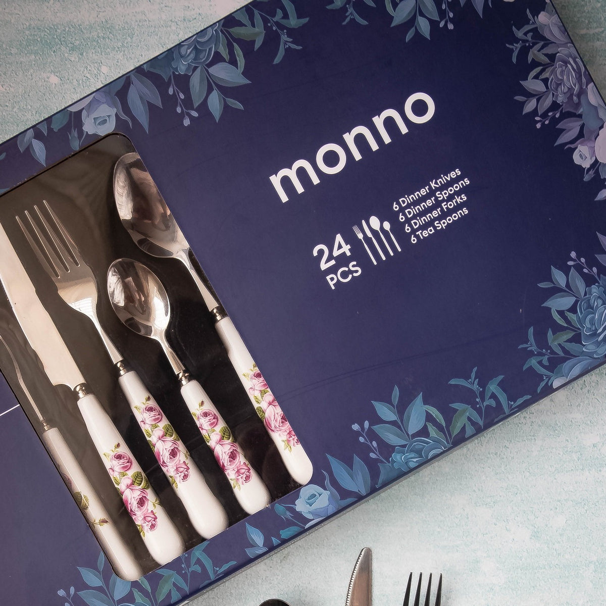 Pink Romance 24 Pcs Ceramic Cutlery Set