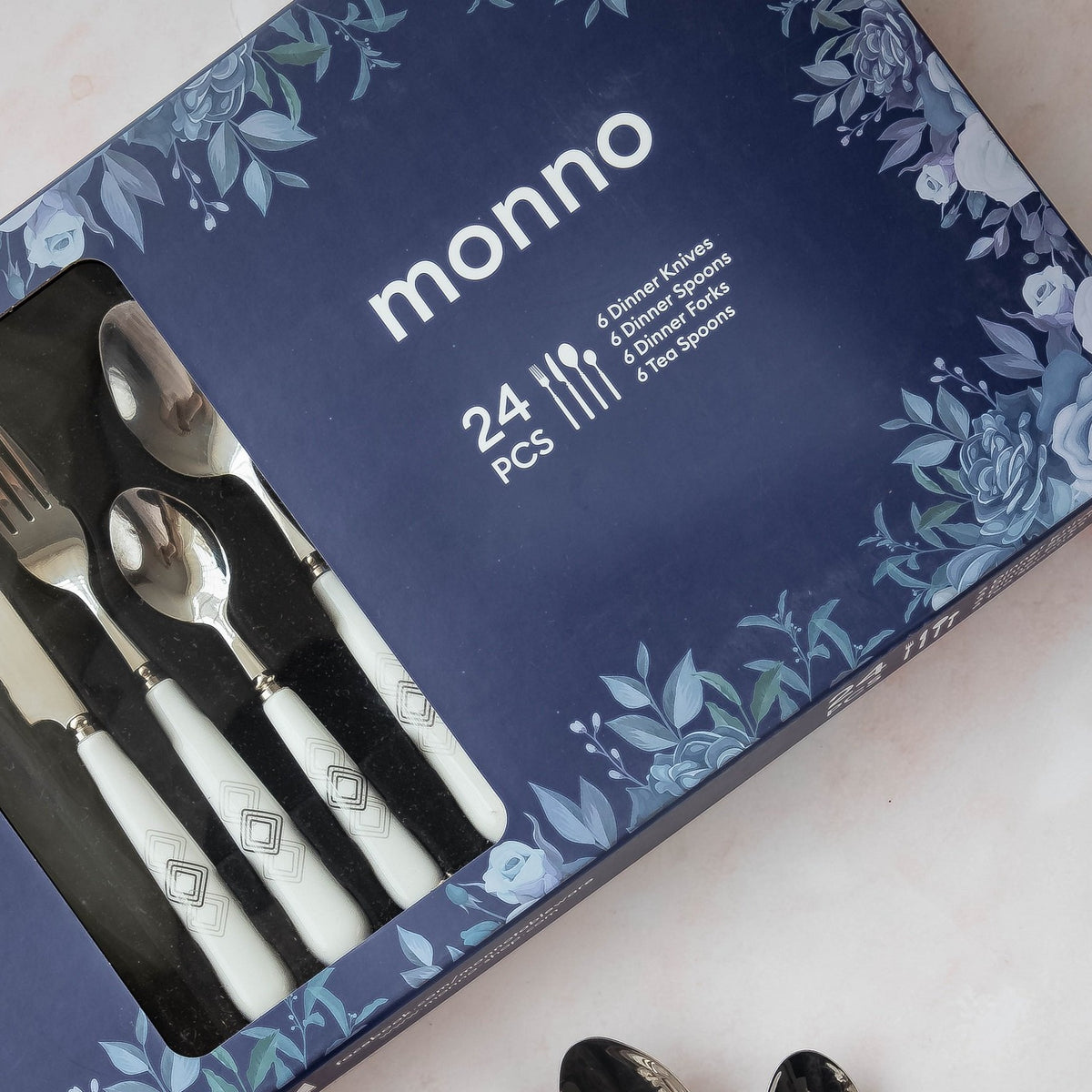 Silver Crystals 24 Pcs Ceramic Cutlery Set