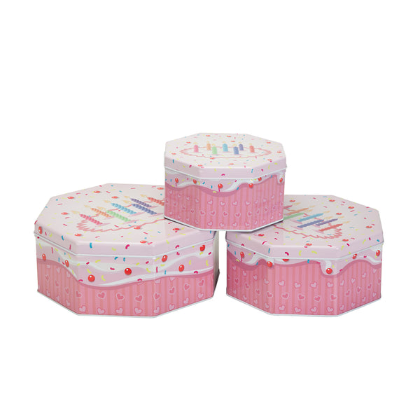 3 Pcs Round Tin Box Birthday