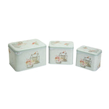 3 Pcs Square Tin Box Bird and Case